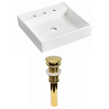 17.5-in. W Wall Mount White Vessel Set For 3H8-in. Center Faucet